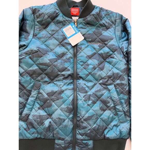 Columbia Hawlings Hill Bomber Jacket Thermal Coil-Blue Black Camo Size S $160 - Picture 10 of 10